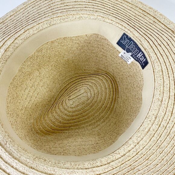 San Diego Hat Co Fedora Sun Hat Braided Jewel Beaded End String Woven Shimmer Ac - Picture 5 of 12